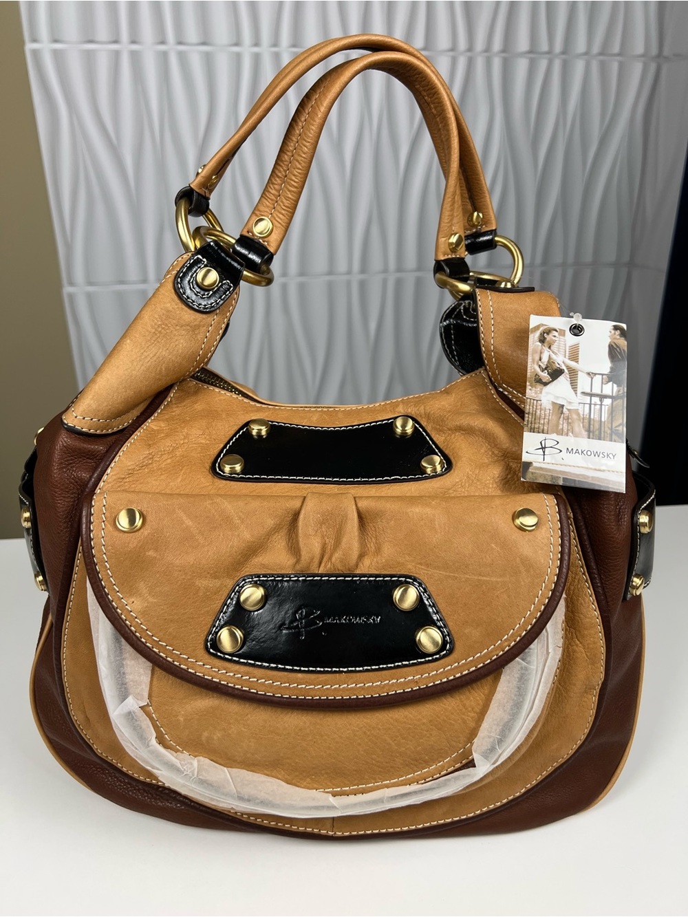 b. makowsky Copenhagen Leather Shoulder Bag Satchel